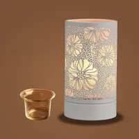 7" Touch Lamp/oil Burner/wax Warmer-white Flower