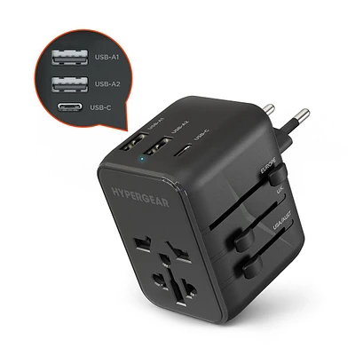 15w Worldcharge Universal Travel Adapter With Usb-c