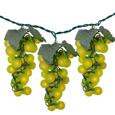 100-count Yellow Winery Grape Patio Christmas Light Set, 5ft Green Wire