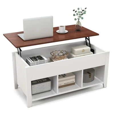 Costway Lift Top Coffee Table W/ Hidden Compartment And Storage Shelves Furniture