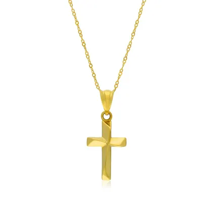 10kt 18" With Yellow Gold Cross Pendant