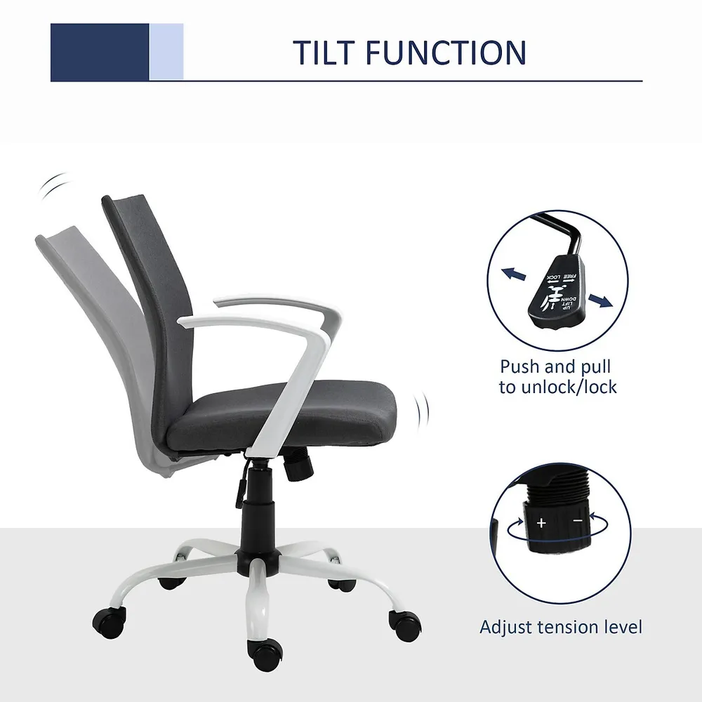 Mid Back Linen Office Chair With Tilt Function