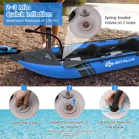 Goplus Inflatable Kayak Set Portable 2-person With Aluminium Oars Eva Padded Seat Blue/red