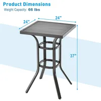24" Patio Bar Height Table With Aluminum Tabletop&adjustable Footpads Balcony