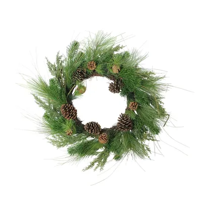 Pine Cones And Needles Artificial Christmas Wreath - 24-inch, Unlit