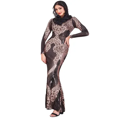 Modesty Contrast Sequin Maxi Dress