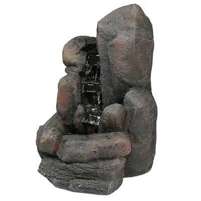 Rock Falls Solar Water Fountain With Battery Backup - 22-inch