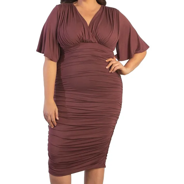 Plus Size Kiyonna Womens Plus Size Rumor Ruched Dress - Green - Sizes  0X,1X,2X,3X,4X,5X Womens Clothing - Real Women Rock.com