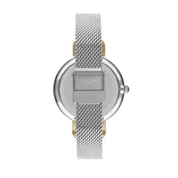 Ladies Lc07348.230 3 Hand Yellow Gold Watch With A Silver Mesh Band And A Silver Dial