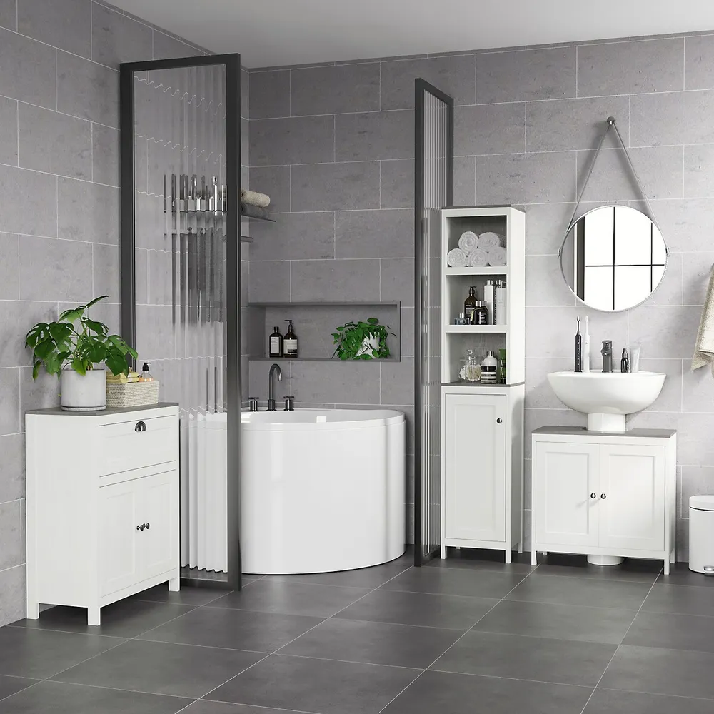 Kleankin 24 Bathroom Under Sink Cabinet With Storage, Pedestal