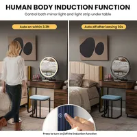 Vanity Table Set 3-color Dimmable Human Body Induction Light Charging Station