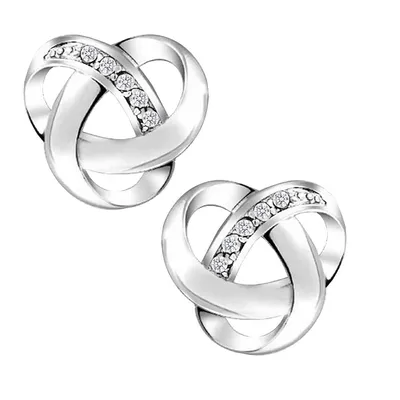Sterling Silver Love Knot With Cz Stud Earring
