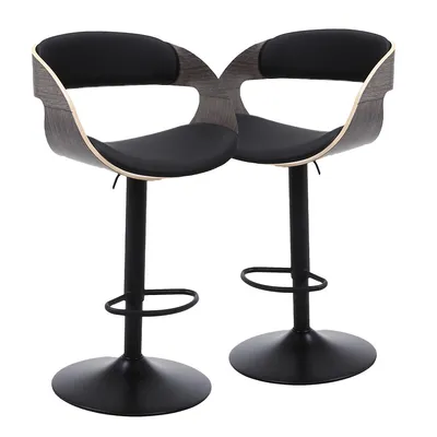 2pack Vintage Swivel Upholstered Barstools With Backs, Adjustable Height Bar Stool Counter Stool Pub Chairs