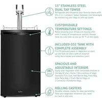 Full Kegerator | Dual Tap Draft Beer Dispenser & Universal Beverage Cooler