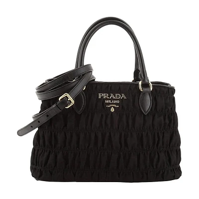 Tessuto Gaufre Nylon Small Black Satchel Handbag