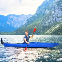 Single Sit-in Kayak Single Fishing Kayak Boat W/ Paddle & Detachable Rudder