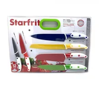 Set Of 6 Kitchen Knives With Protector Sheath, Stainless Carbon Steel Blade