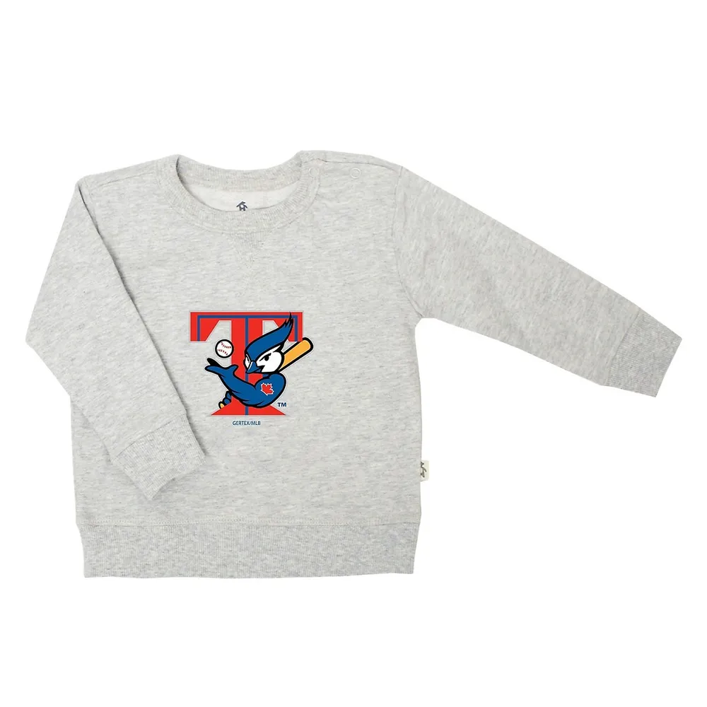 Mlb Grey French Terry Baby Crewneck - Toronto Blue Jays Cooperstown - 9-12m