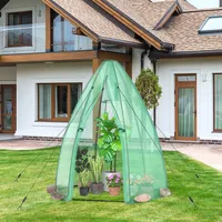 5.5'x 5.5'x 6' Portable Mini Garden Greenhouse With Window & Roll-up Zippered Door