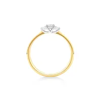 0.15 Carat Tw Three Stone Round Brilliant And Oval Cut Diamond Promise Ring In 10kt Yellow And White Gold