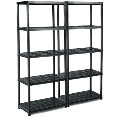 2 Pcs 5-tier Ventilated Shelving Storage Rack Free Standing Multi-use Shelf Unit