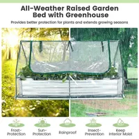 Galvanized Steel Raised Garden Bed Metal Planter Box Kit W/ Mini Greenhouse Cover