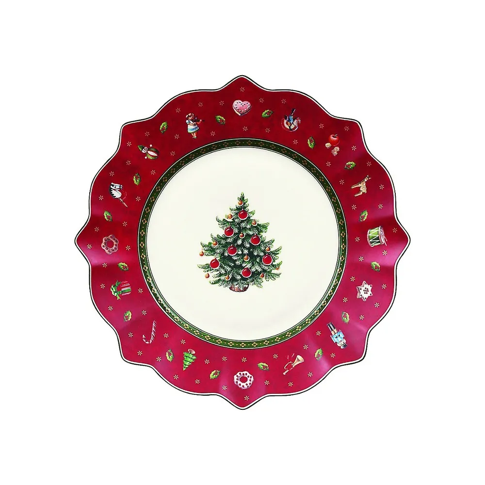 Toy's Delight 9.5-Inch Red Porcelain Salad Plate