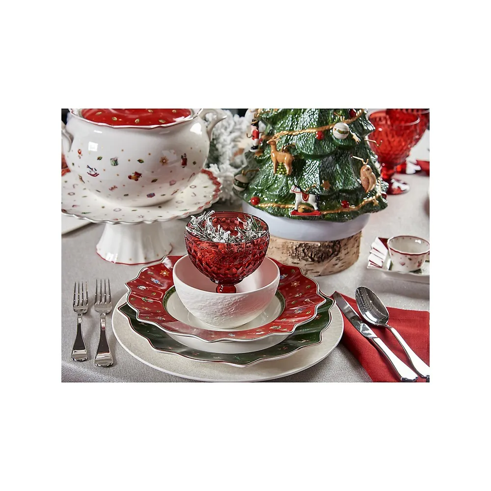 Boston Red Coloured Footed Dessert Bowls 4-Piece Set