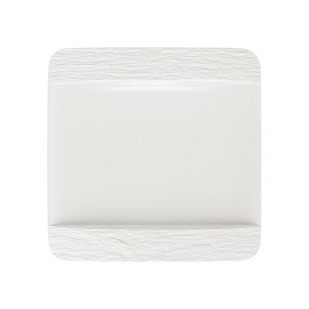 Assiette plate carrée en porcelaine blanc Manufacture Rock