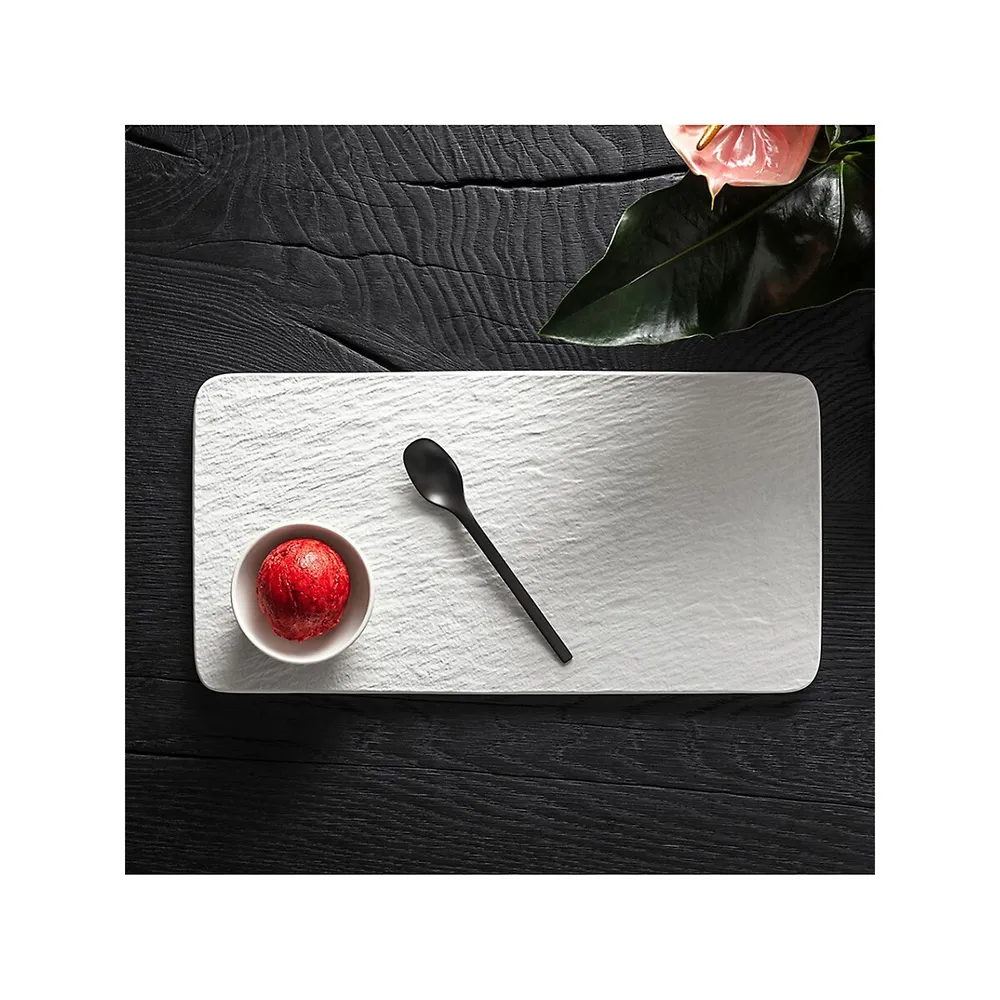 Grand plat de service rectangulaire Manufacture Rock Blanc