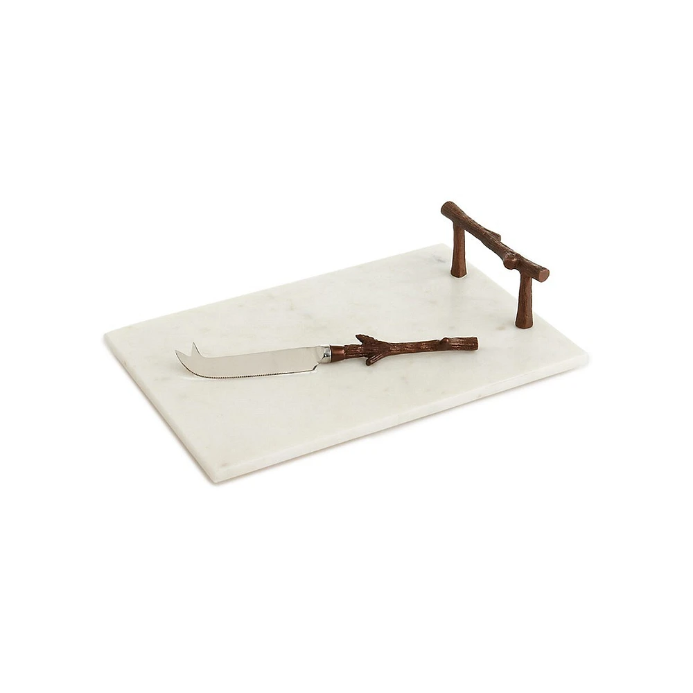 Marble Cheese Tray With Knife