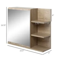 Wall Mount Mirror Cabinet With 3 Open Shelves