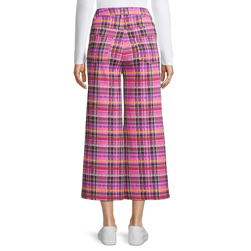 Hayley Elsaesser x Barbie Plaid Wide Leg Pants