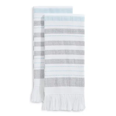 2-Piece Stripe Cotton-Blend Tea Towels Set