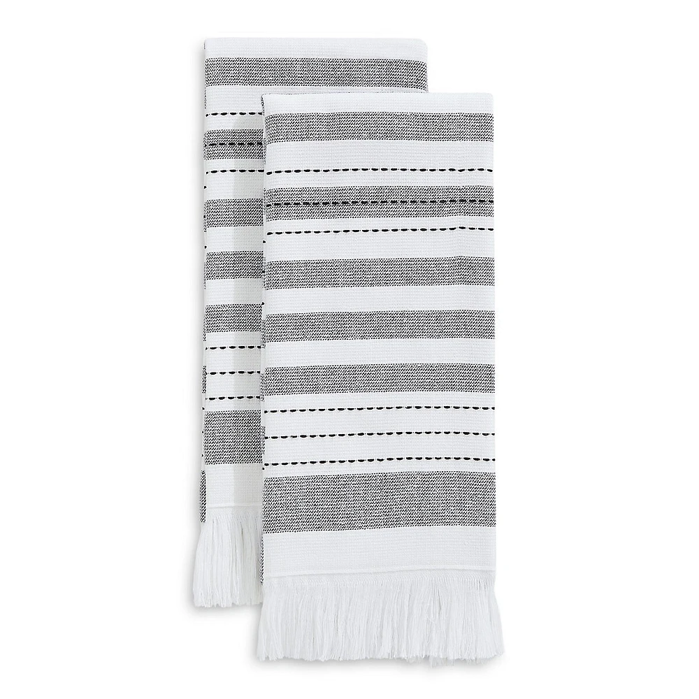 2-Piece Stripe Cotton-Blend Tea Towels Set