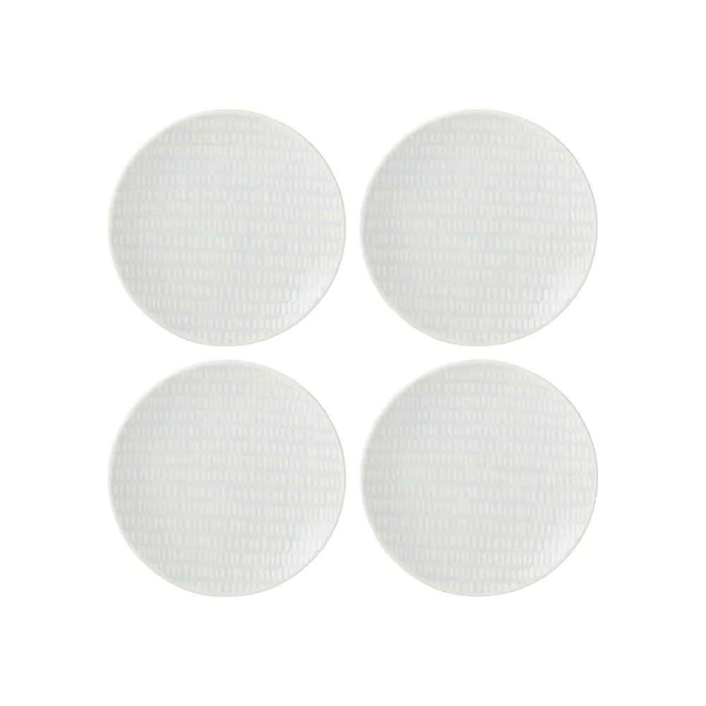 Textured Neutrals Stoneware 4-Piece Salad Plate Set