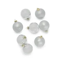 8-Piece Silvertone Glass Ball Ornament Set