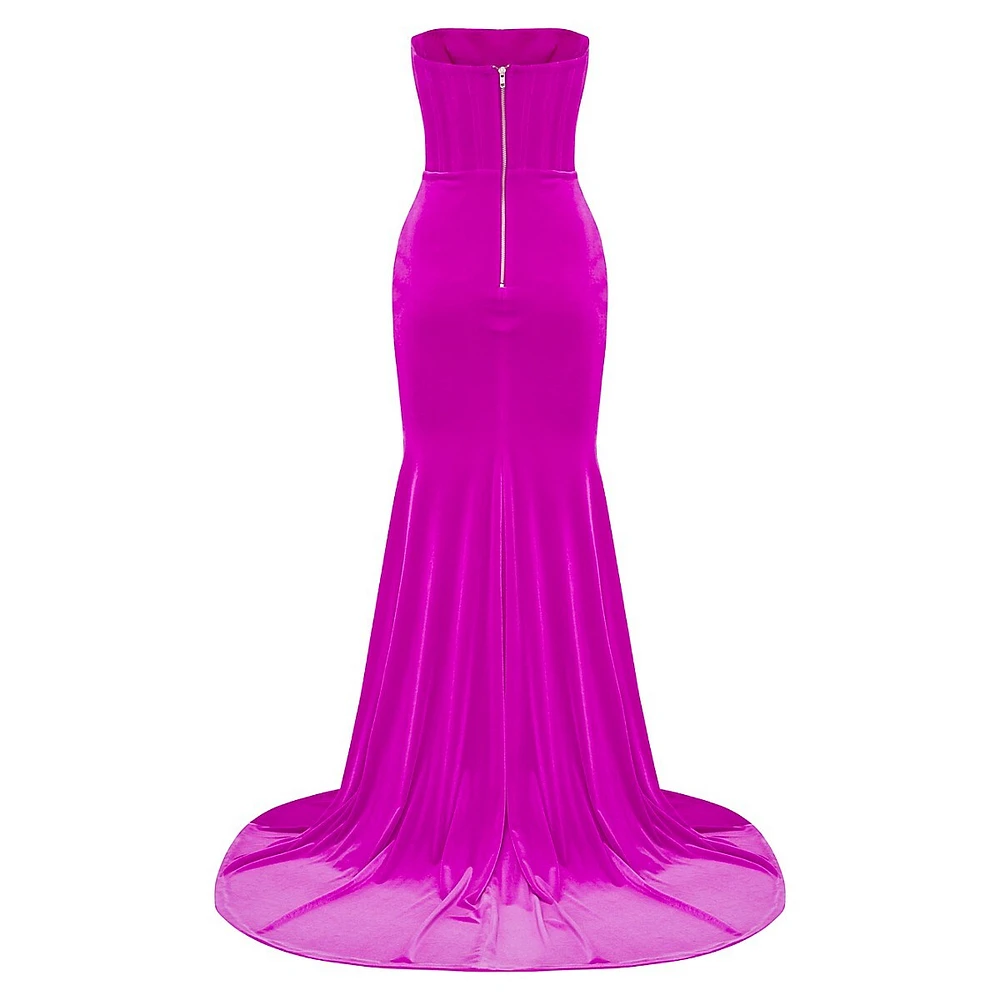 Robe du soir Payson en velours sans bretelles à corset