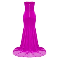 Robe du soir Payson en velours sans bretelles à corset