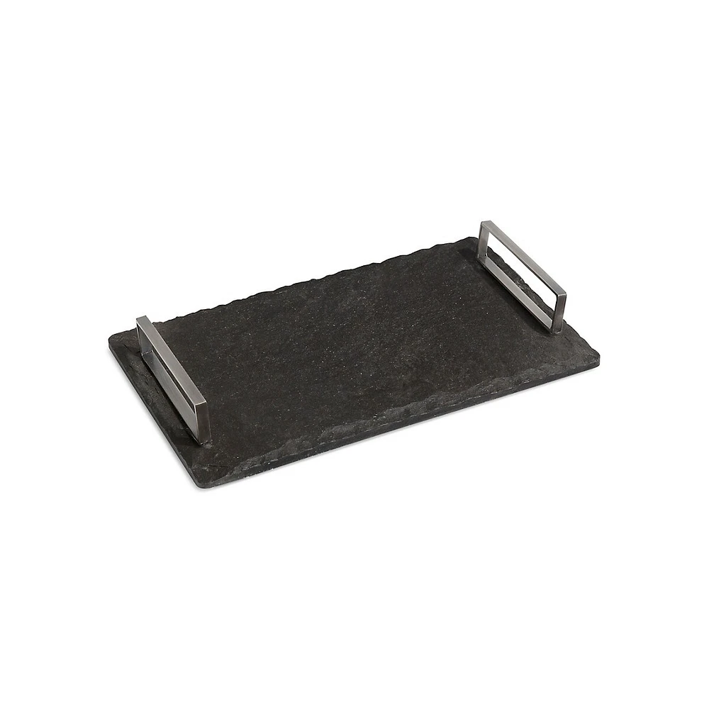 GlucksteinHome Carson Slate Serving Tray With Handles