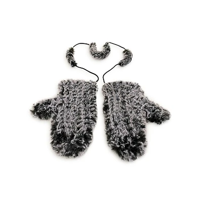 Bunny Hop Faux-Fur String Mittens