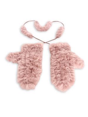 Bunny Hop Faux-Fur String Mittens