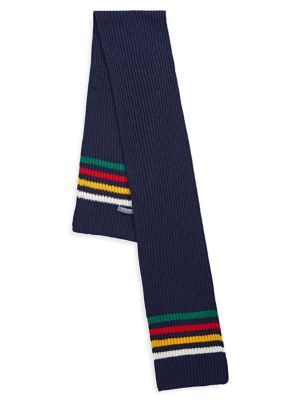 Silverlake Navy Multistripe Wool-Blend Scarf