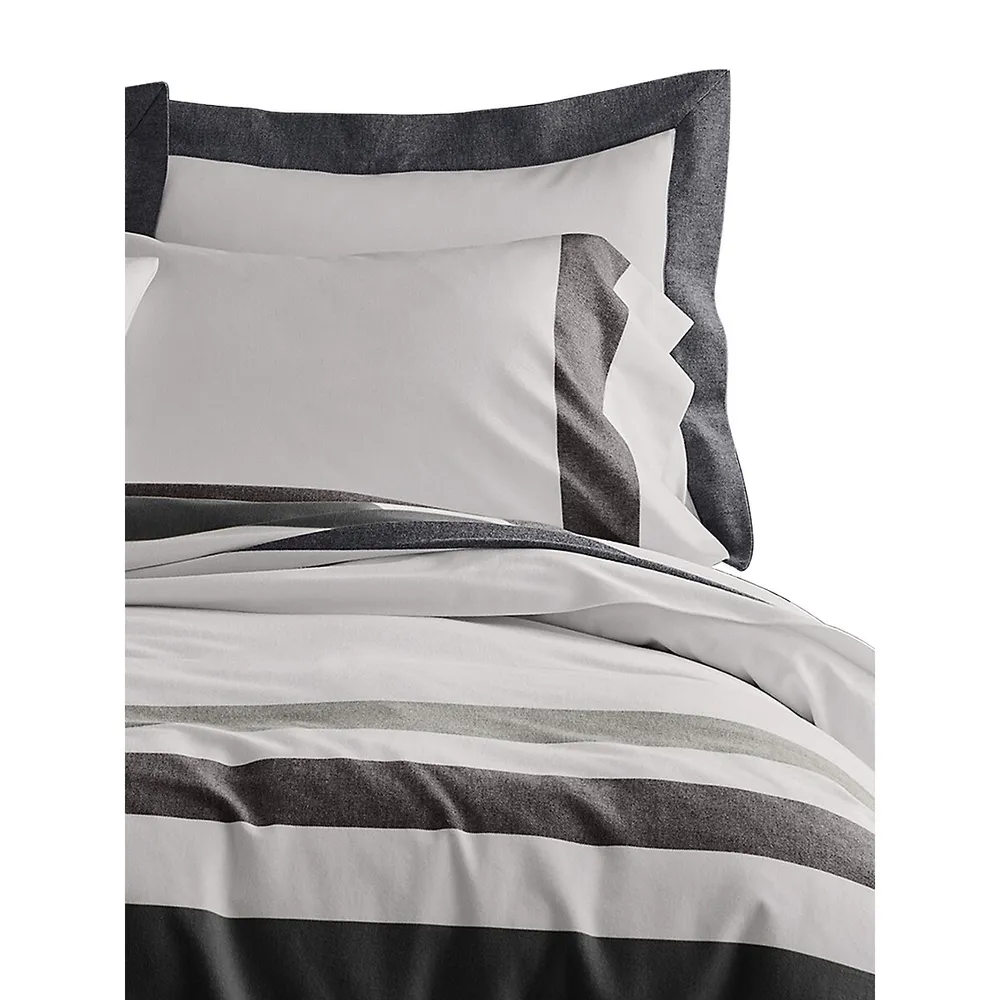 Sterling Stripe Flannel 3-Piece Duvet Cover Set