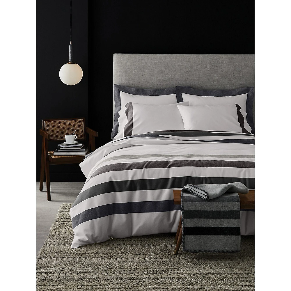 Sterling Stripe Flannel 3-Piece Duvet Cover Set