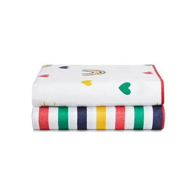 2-Pack Multistripe & Rainbow Receiving Blankets