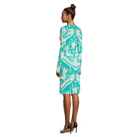 Print Bateau-Neck Belted Dress