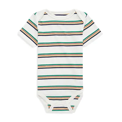 Baby's Organic Cotton Multistripe Bands Short-Sleeve Bodysuit