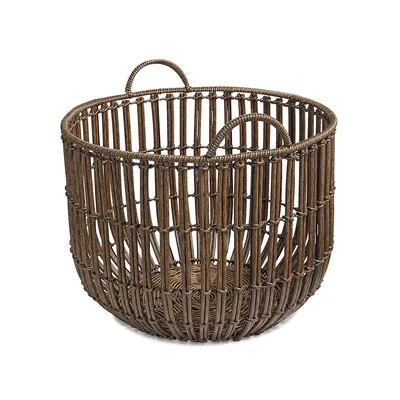 Round Grey Rattan Basket