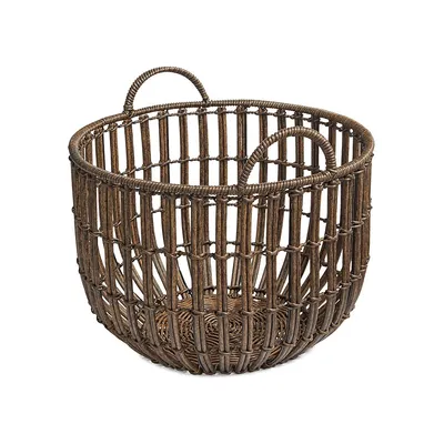 Medium Round Grey Rattan Basket